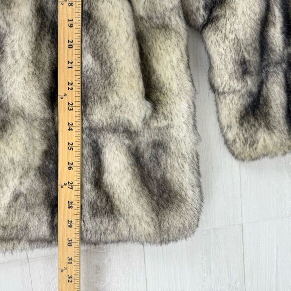 Vtg Gallery Faux Fur Coat Jacket Women L Gray Eskimo Y2K Lined Soft Old Money - Picture 14 of 15